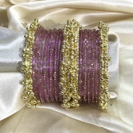 Jewels Of Nepal Purple stones Glass Bangle Sets For Women