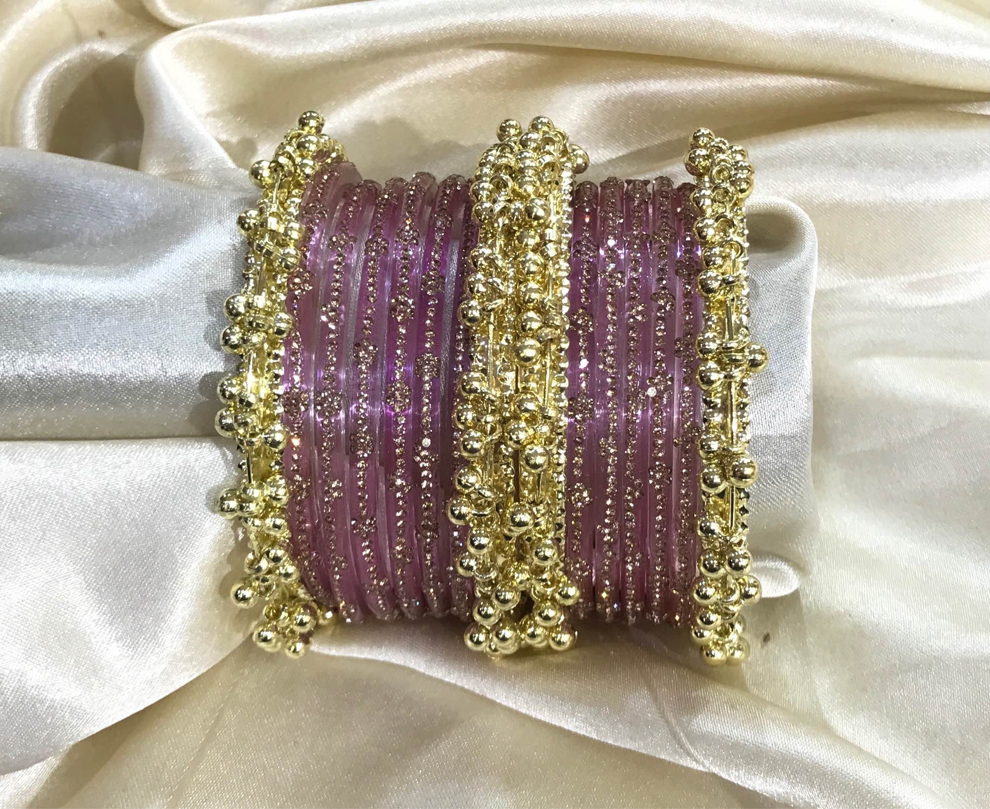 Jewels Of Nepal Purple stones Glass Bangle Sets For Women