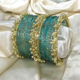 Jewels Of Nepal Blue Glass Bangle Sets For Women