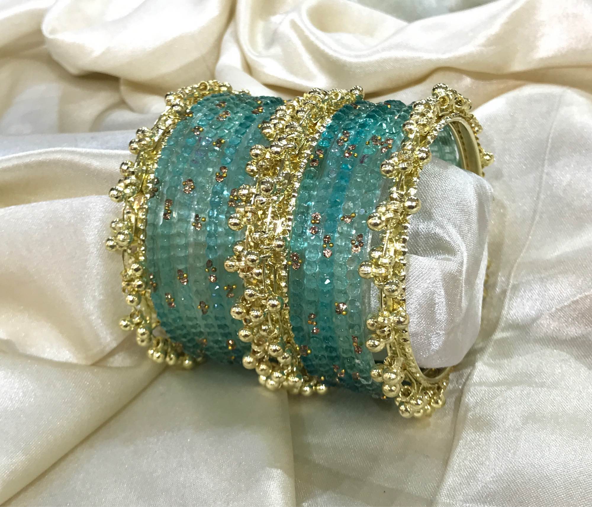 Jewels Of Nepal Blue Glass Bangle Sets For Women