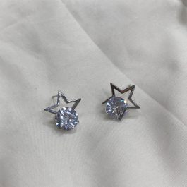 Jewels of Nepal S925 Silver CZ Stone Studded Star Shaped Ear Studs For Women