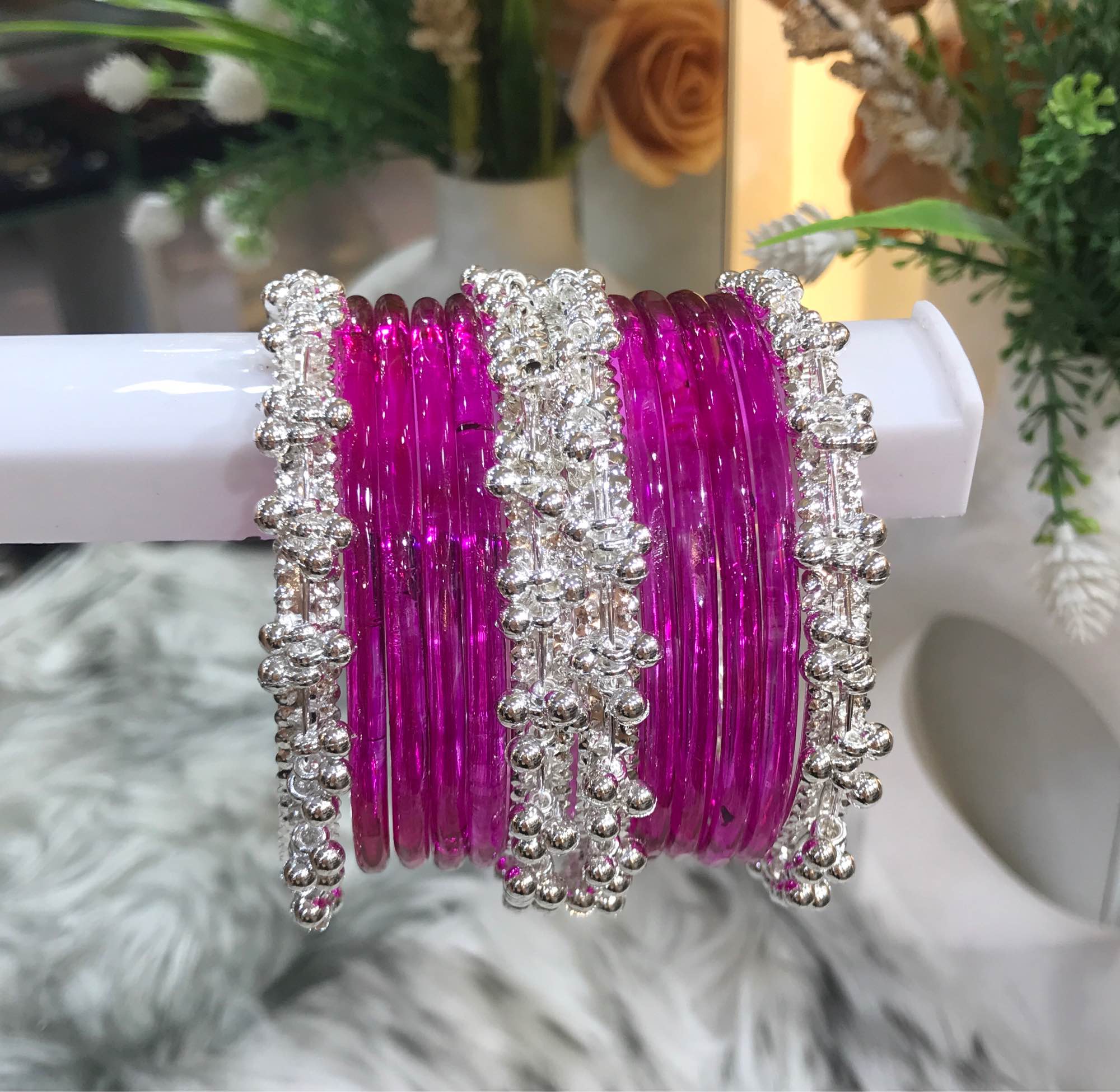 Jewels Of Nepal Hot pink Jelly Bangle Sets For Women