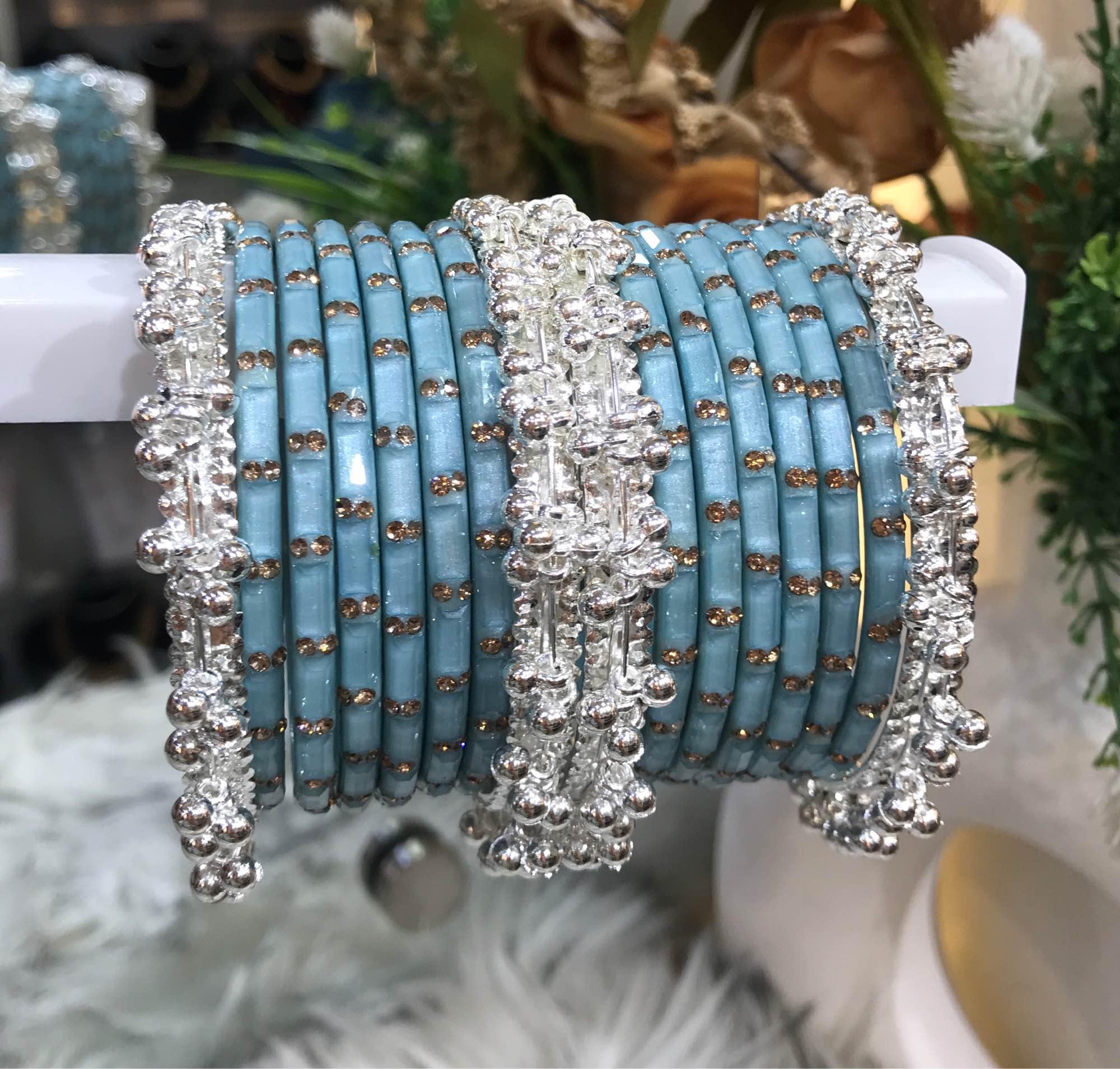 Jewels Of Nepal Blue Non-Breakable Acrylic Bangle Sets For Women