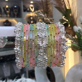Jewels Of Nepal Multicolored Glass Bangle Sets For Women