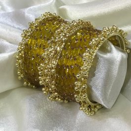 Jewels Of Nepal Mustard Yellow Glass Bangle Sets For Women