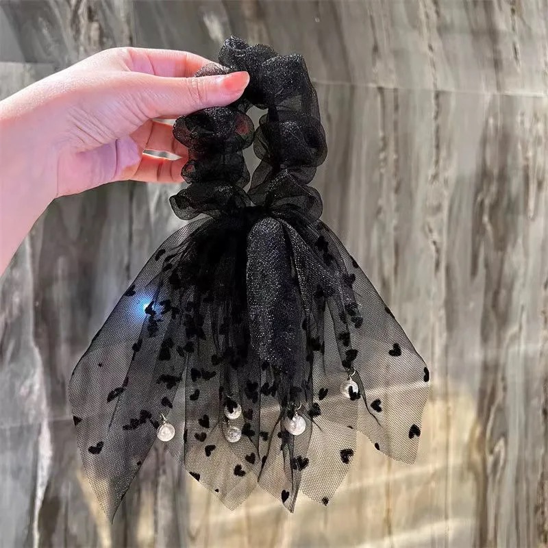 Jewels of Nepal- Trendy Scarf Style Heart Designed Silk Scrunchies / Hair Tie For Women- 1 Piece - Image 6