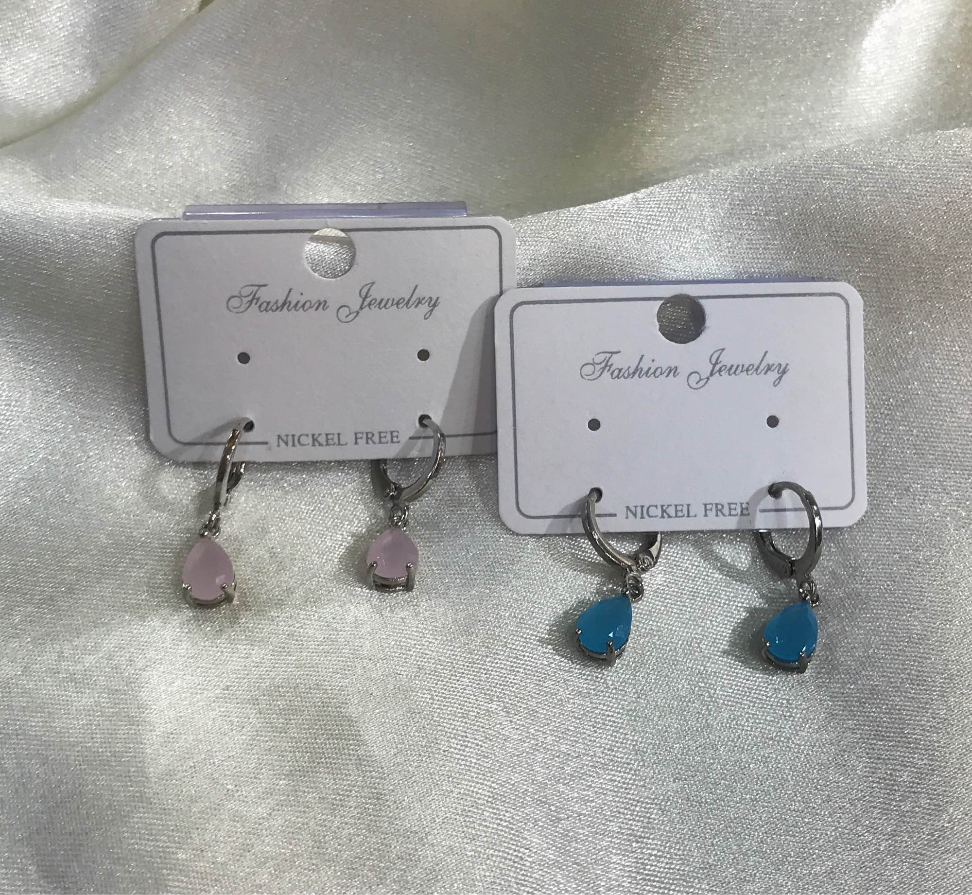 Jewels Of Nepal Drop CZ Stoned Drop Lever Back Earrings For Women