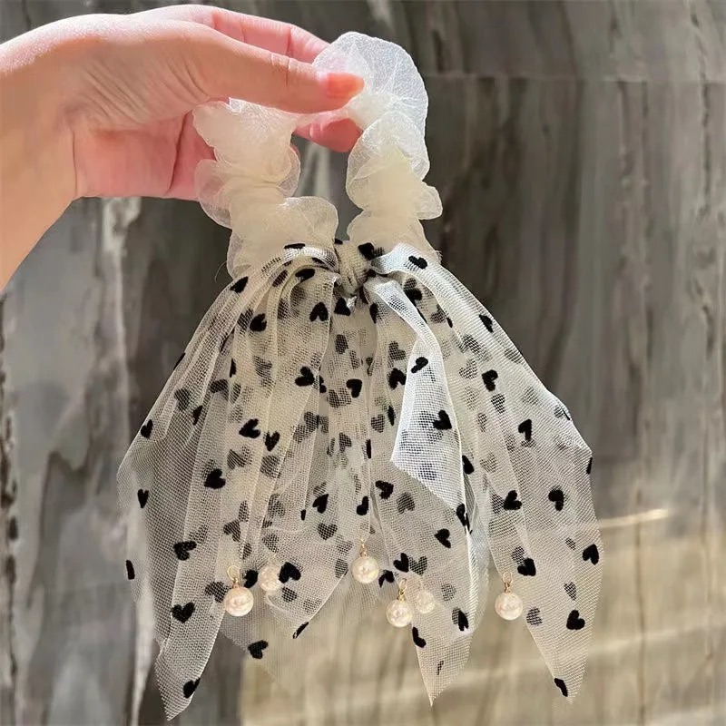 Jewels of Nepal- Trendy Scarf Style Heart Designed Silk Scrunchies / Hair Tie For Women- 1 Piece - Image 10