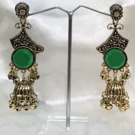Jewels of Nepal / Traditional Mint Green Jhumka Earring for Women | Ethnic Party Wear Jewellery