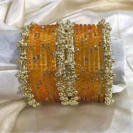 Jewels Of Nepal Orange stones Glass Bangle Sets For Women