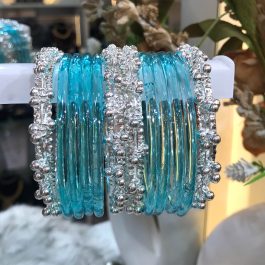 Jewels Of Nepal Ocean Blue Jelly Bangle Sets For Women