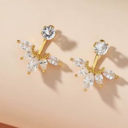 Jewels Of Nepal Floral Leaf Zircon Stud Design Earring’s For Women