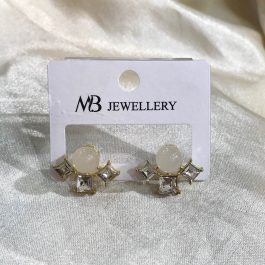 Jewels Of Nepal White pearl & Crystal stud Design Earring’s For Women
