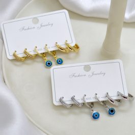 Jewels of Nepal Stainless Steel CZ Stone Studded Combo Earrings Set for Women - Set of 3 Earrings | Fashion Earrings Set For Women