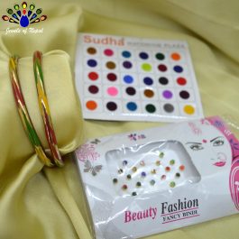 Jewels of Nepal Shrawan / Teej Special Green, Red, Yellow Glass (Kaanch) Bala / Chura / Churi / Bangles Set for Women