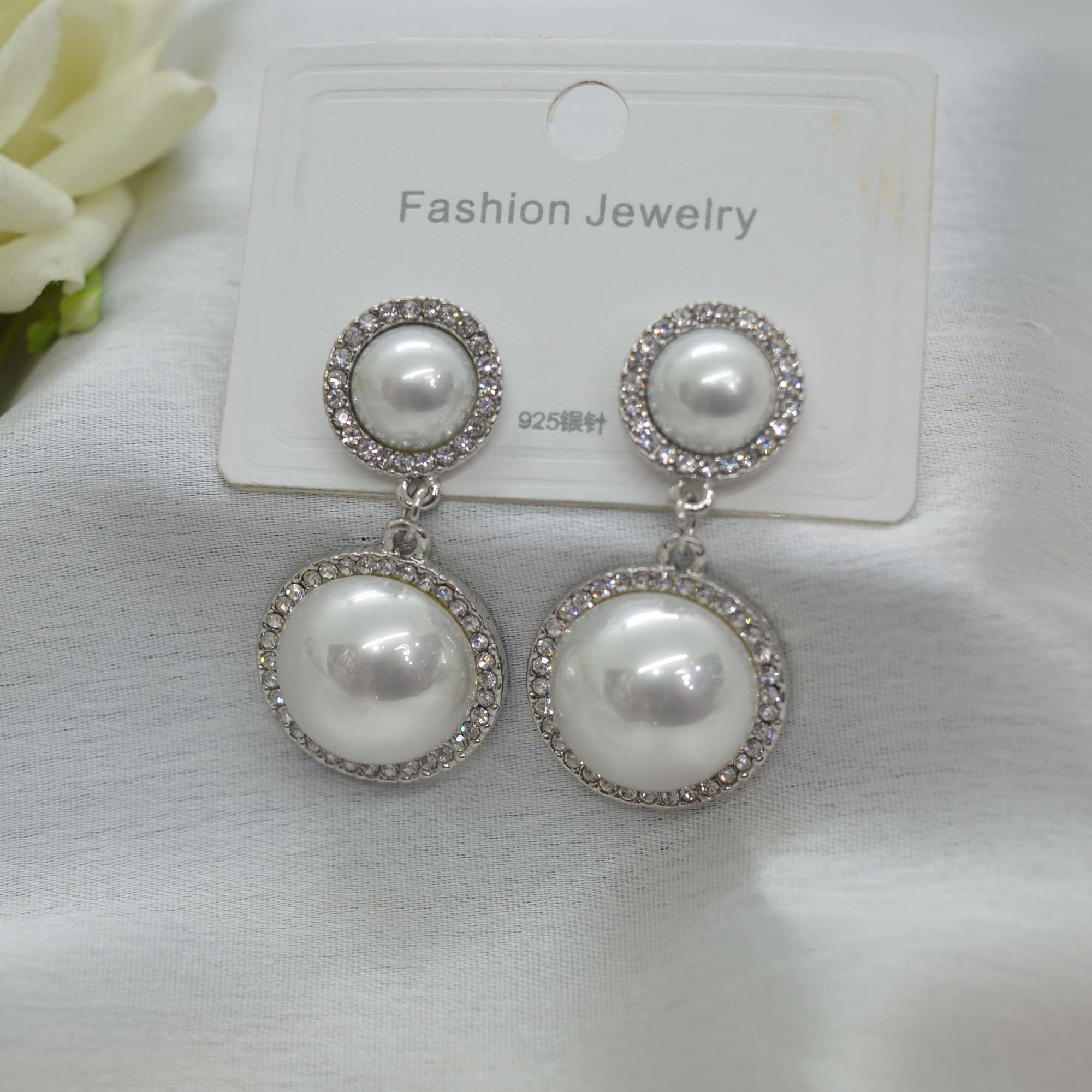 Jewels of Nepal S925 Circular Faux Pearl Drop Dangling Earrings For Women
