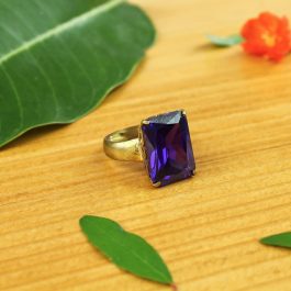 Panchadhatu Rectangle Rinestone Ring For Women