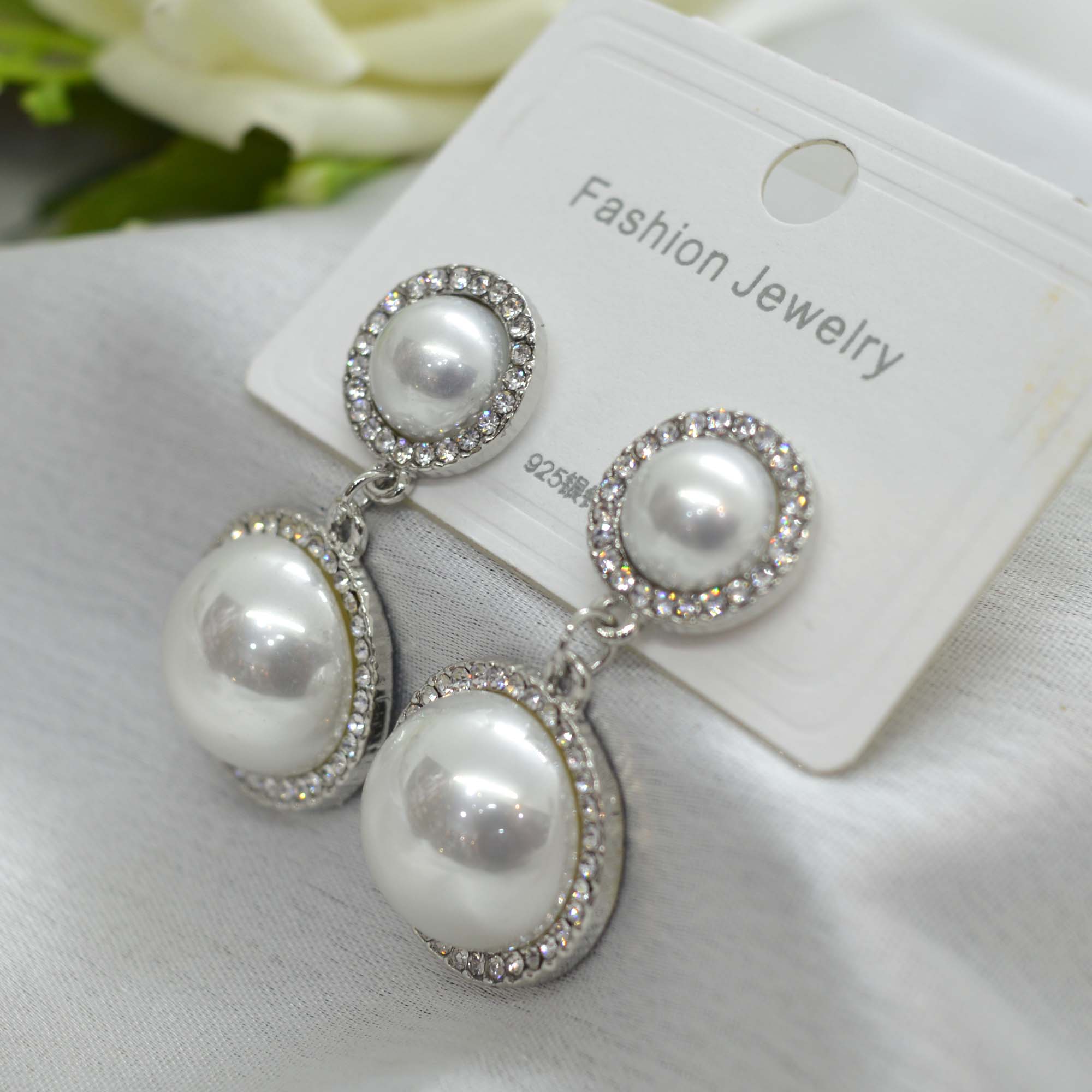 Jewels of Nepal S925 Circular Faux Pearl Drop Dangling Earrings For Women - Image 2