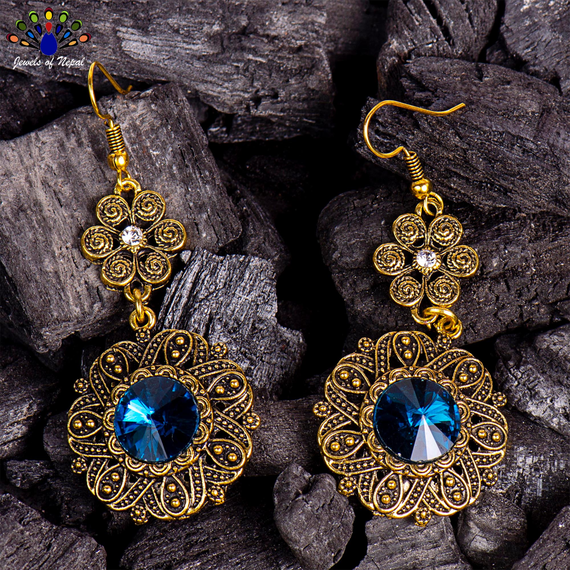Floral Designed Round Drop Earrings For Women - Image 8