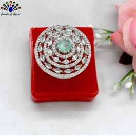 Jewels of Nepal American Diamond / Cubic Zirconia Cocktail Finger Ring For Women
