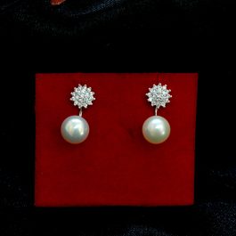 Jewels Of Nepal Original Pearl 5A American Diamond / Australian Diamond Designer Ear Studs For Women