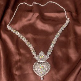 Jewels of Nepal Silver Oxidized Long Pendant Necklace (Free Nose Clip)