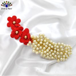 Jewels of Nepal Rose Flower Faux Moti Beaded Hair Embellishment For Women
