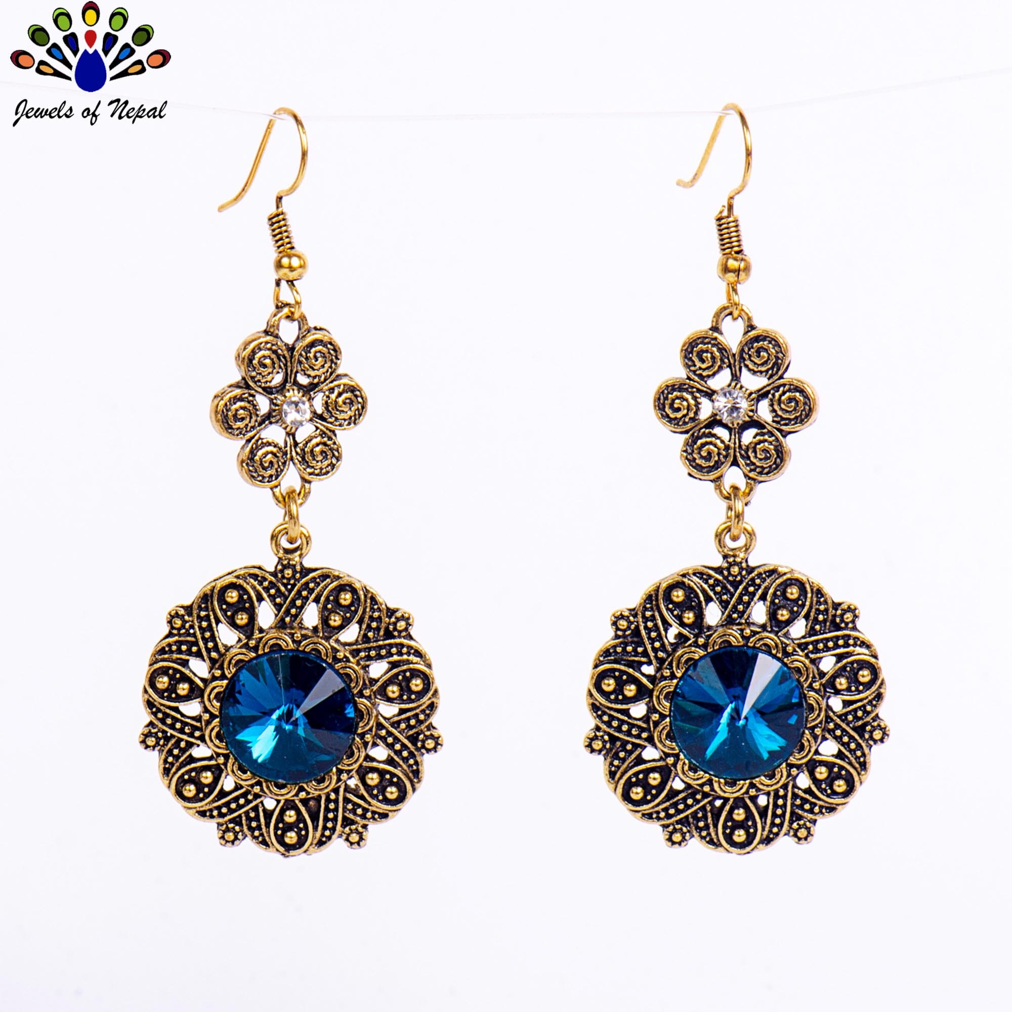 Floral Designed Round Drop Earrings For Women - Image 7