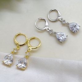 Jewels of Nepal CZ Stoned Drop Designed Juli Earrings for Women
