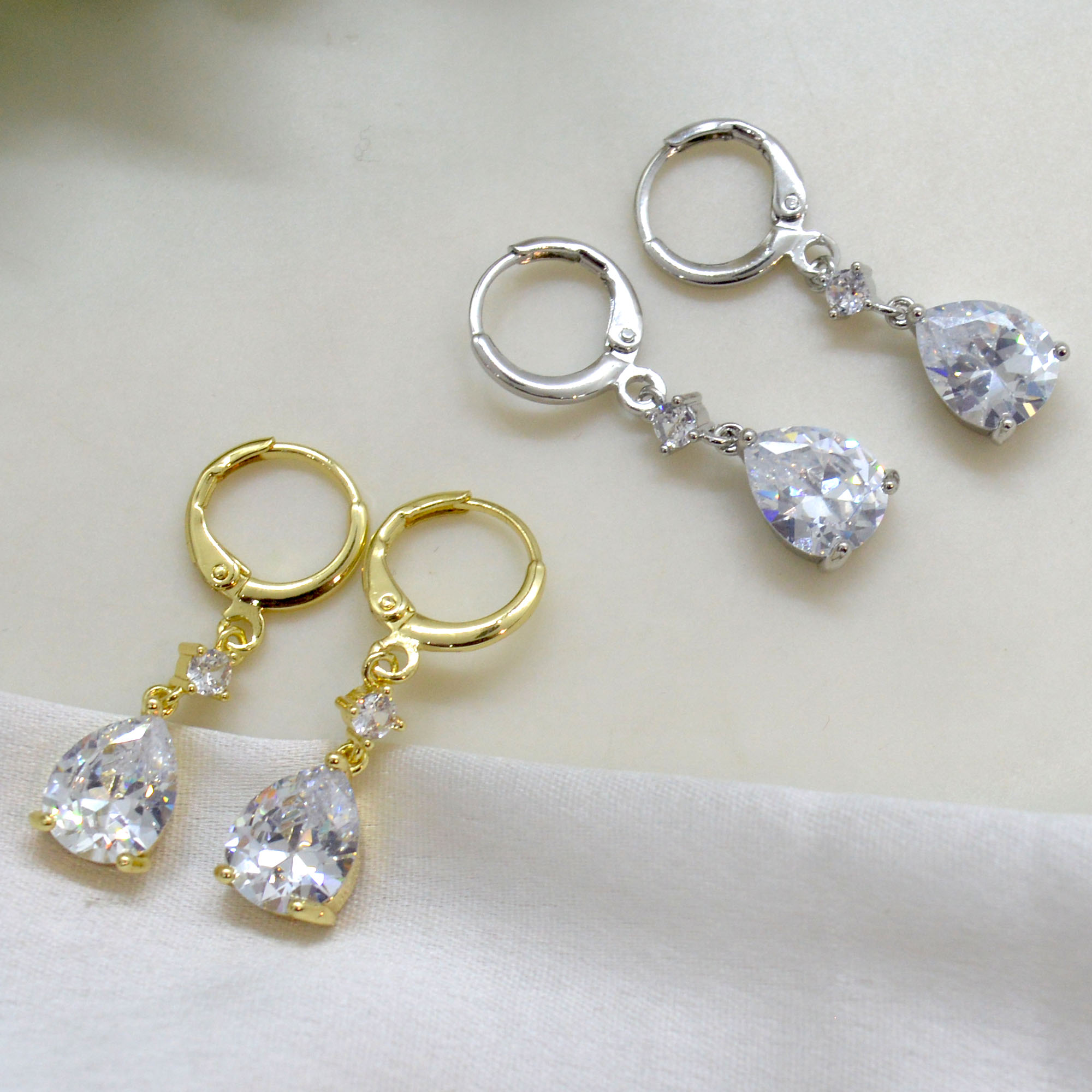 Jewels of Nepal CZ Stoned Drop Designed Juli Earrings for Women