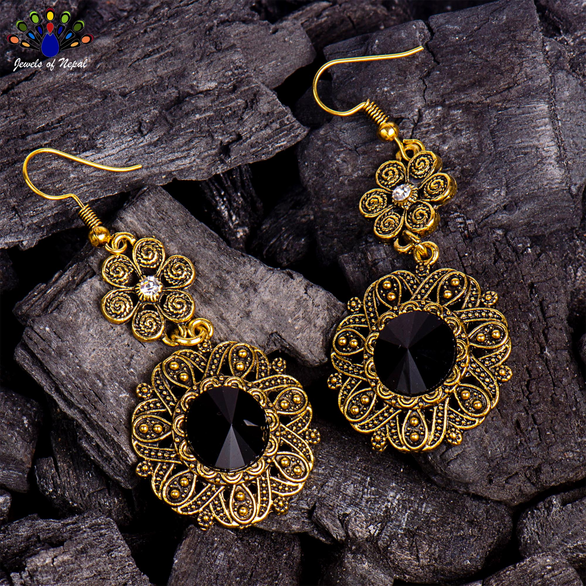 Floral Designed Round Drop Earrings For Women - Image 5