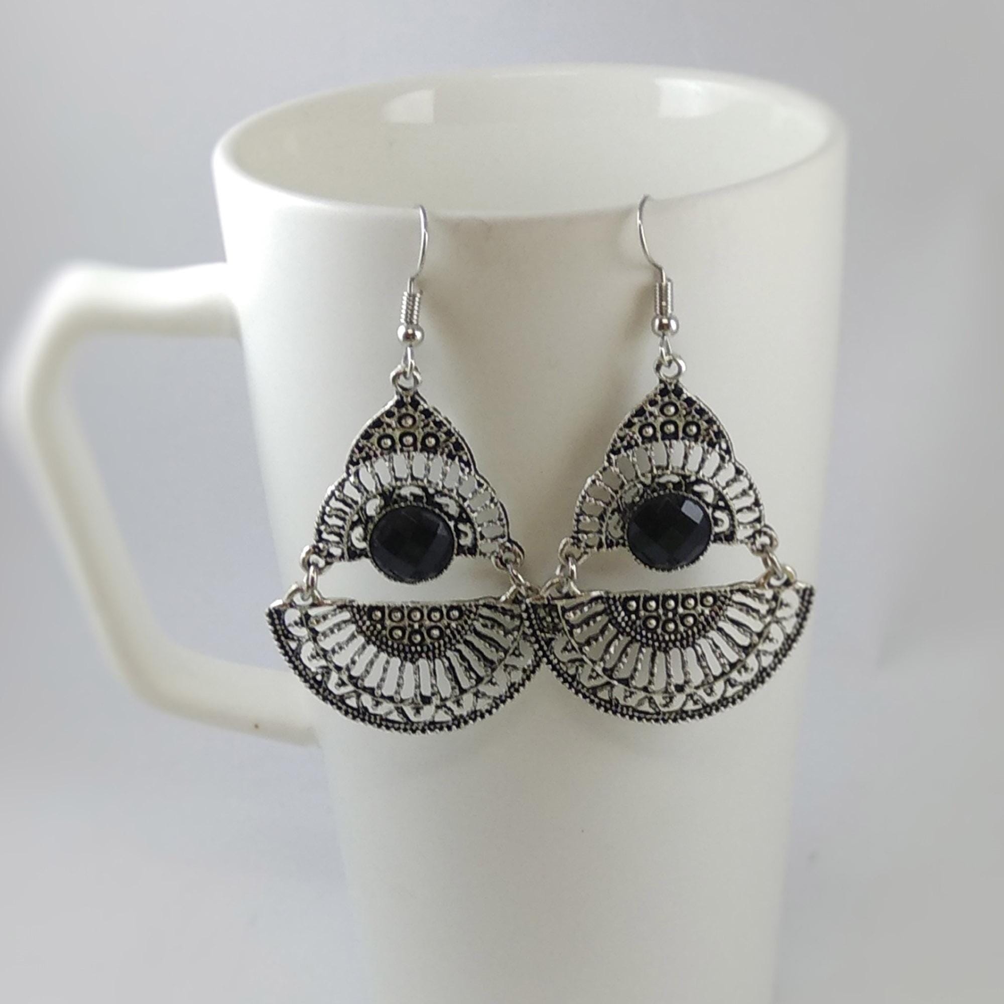 Metal Drop Danglers For Women (De_088)- Black