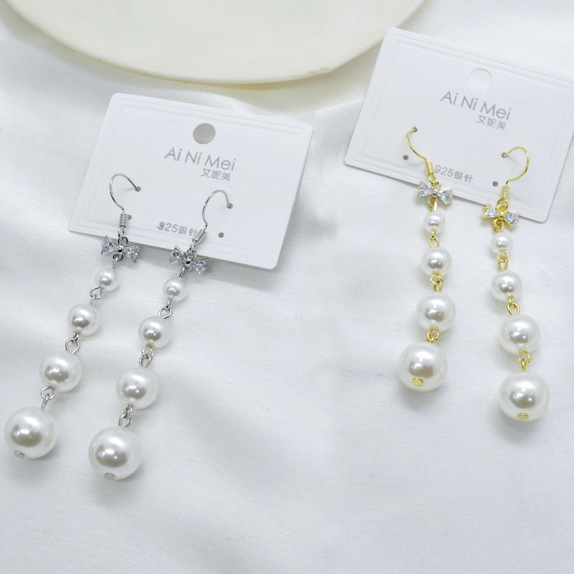 Jewels of Nepal Golden/Silver Simulated Pearl Beaded Drop Earrings for Women - Image 2