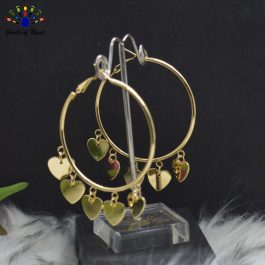 Golden/Silver Korean Hoop Style Love Drop Earrings - Jewels of Nepal