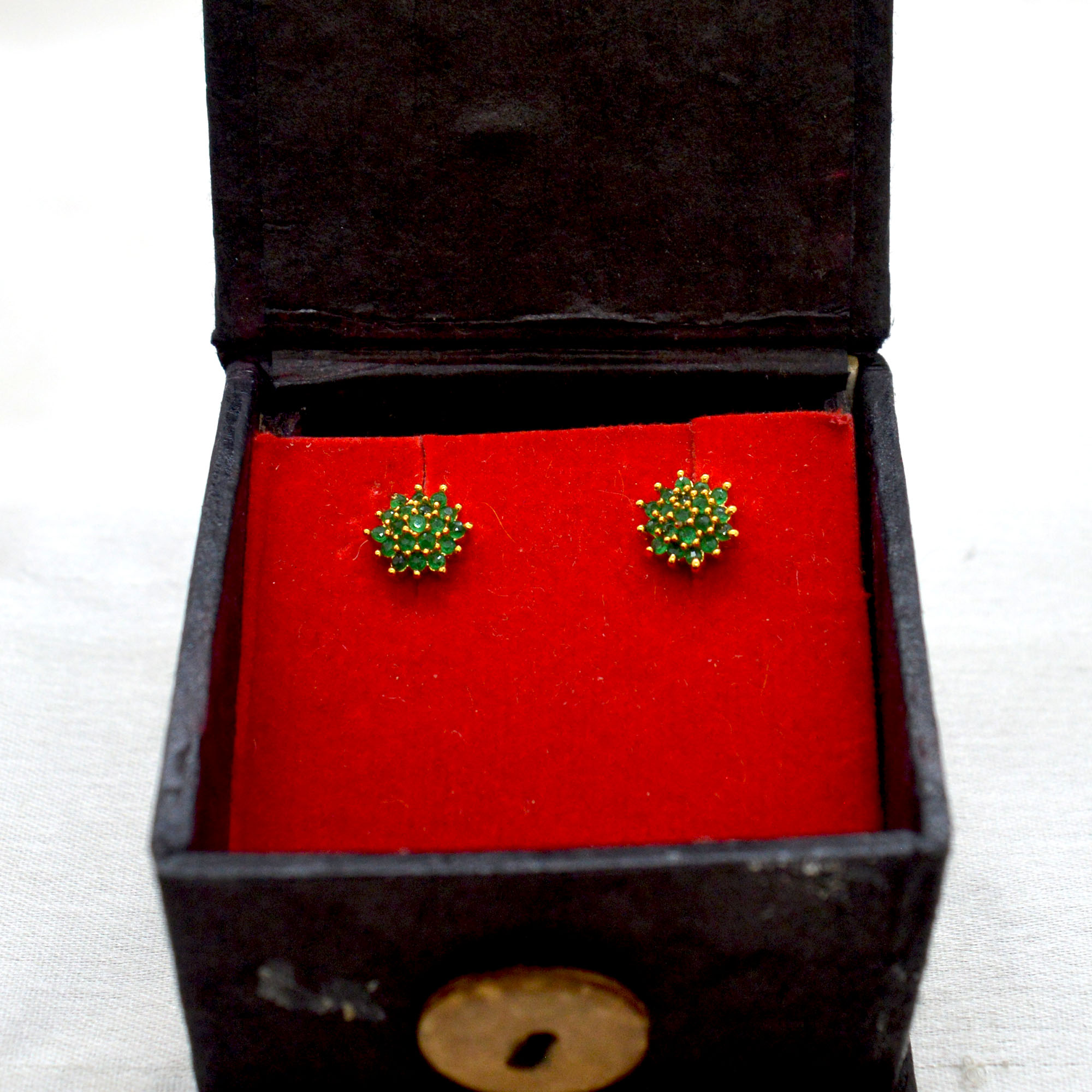 Faux Ruby / White Stone Gold Plated Thaka Earring Studs For Women- 1 Pc - Image 8