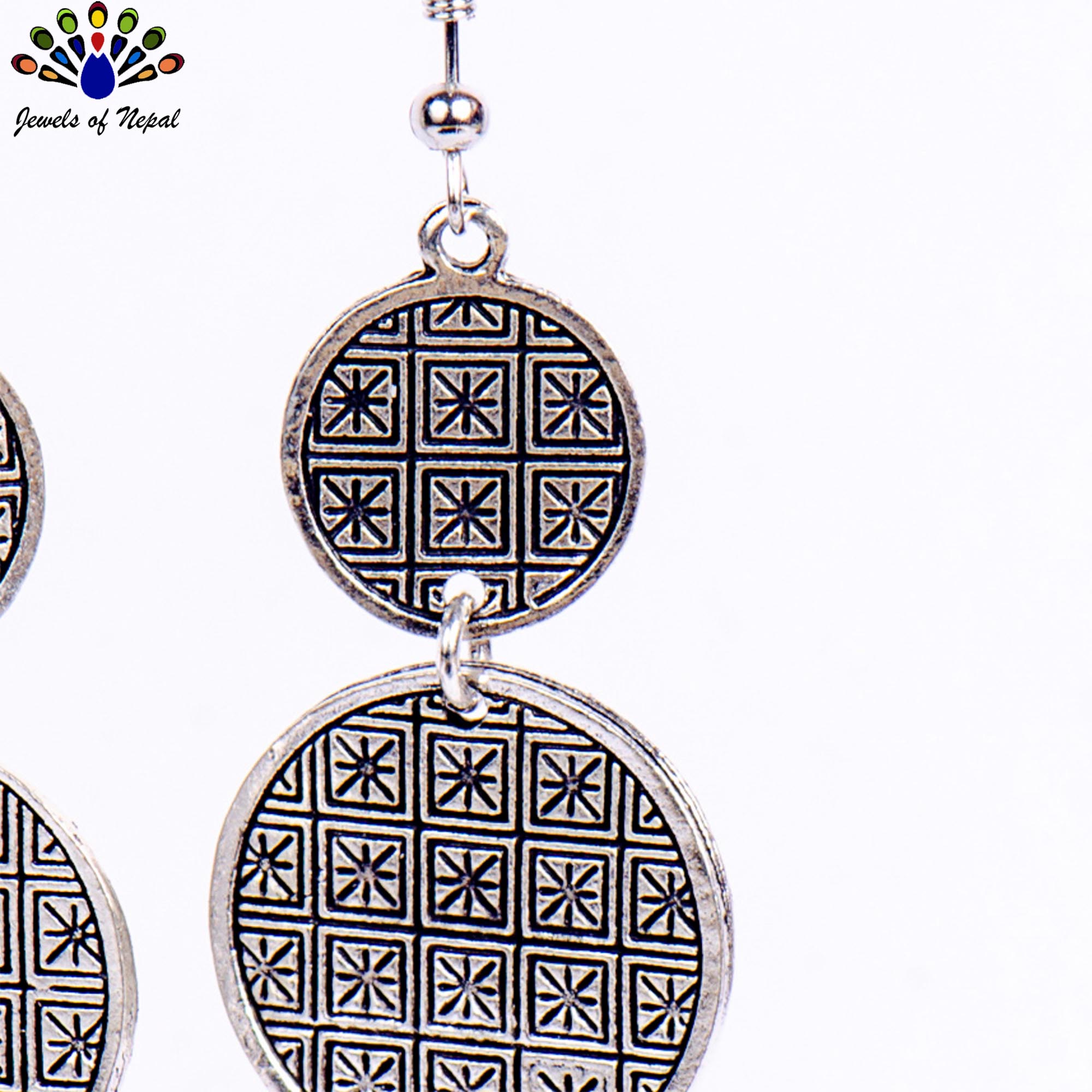 Gold/Silver Patterned Round Earrings For Women - Image 4