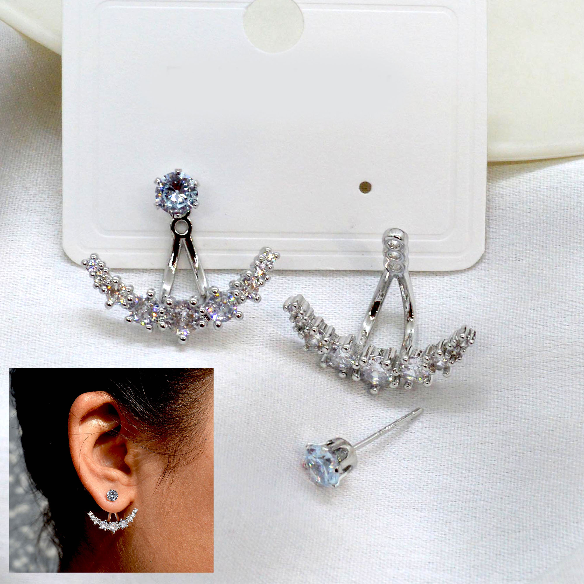 Jewels of Nepal S925 Curved Double Sided Ear Studs For Women