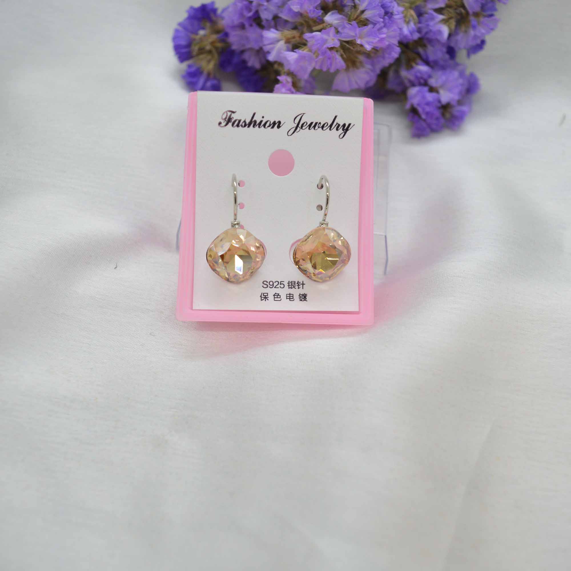 Jewels of Nepal Shiny Single Stone Studded Juli Style Loop Earrings for Women - Image 4
