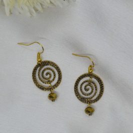 Jewels of Nepal Antique Toned Round Spiral Drop Earrings For Women