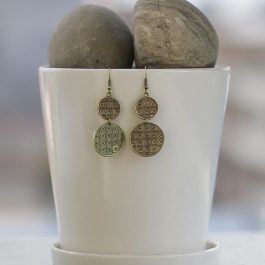 Gold/Silver Patterned Round Earrings For Women