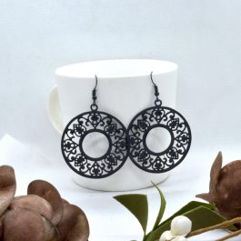Round Black Bohemian Design Drop Earrings For Women