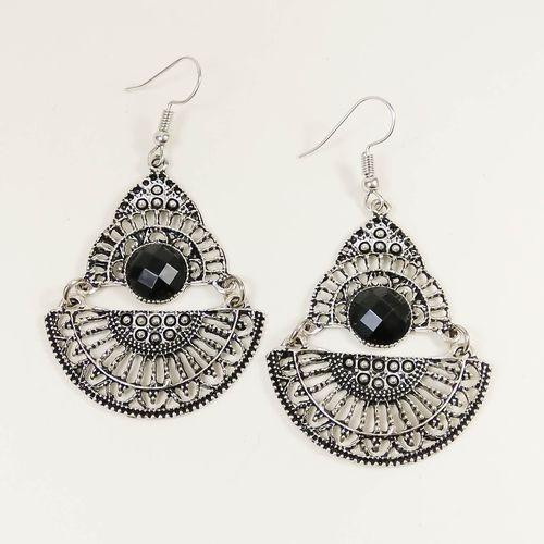 Metal Drop Danglers For Women (De_088)- Black - Image 2