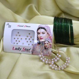 Shrawan Special Green Glass Bangles/ Chura Set with Earrings for Women
