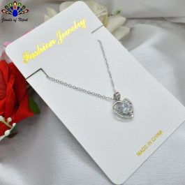 Jewels of Nepal Silver Stoned Heart Pendant Chain for Women