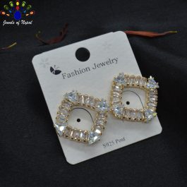 Jewels of Nepal Golden/Silver Stone Studded S925 Ear Studs For Women