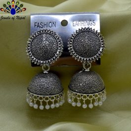 Jewels of Nepal Matte Textured Round Top Pinjada Earrings For Women