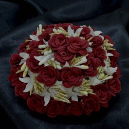 Jewels of Nepal Maroon Full Juro Bun Style Gajra / Hair Embellishment For Women