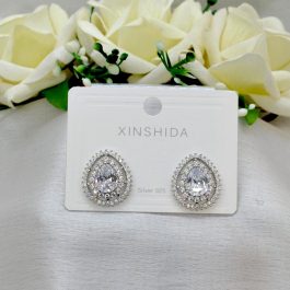 Jewels of Nepal S925 Elegant CZ Stones Studded Stylish Drop Designed Ear Studs For Women