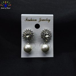 Jewels of Nepal Korean Round Faux Moti Drop Earrings For Women