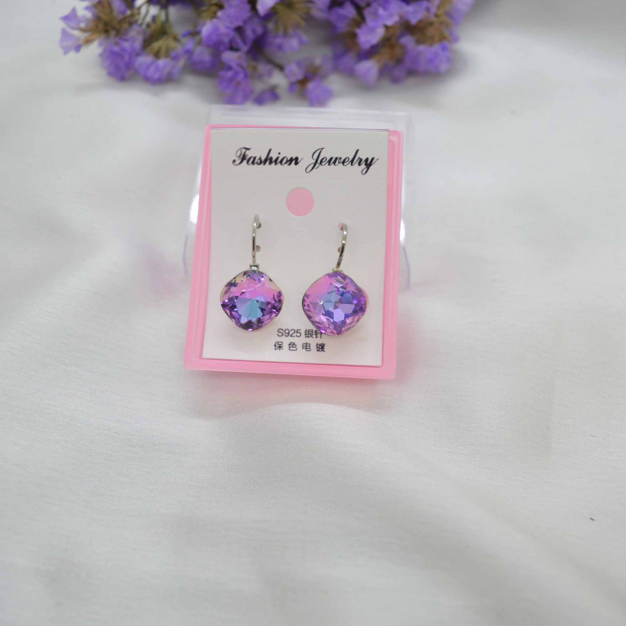 Jewels of Nepal Shiny Single Stone Studded Juli Style Loop Earrings for Women - Image 3